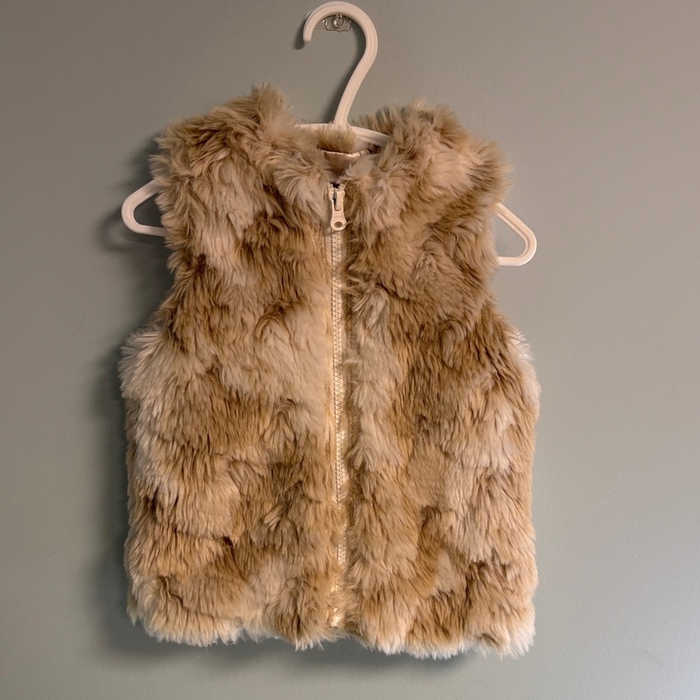 Kids R Us Tan & Cream Faux Fur Kids Vest Jacket, Girl 3T Soft Faux Fur Vest